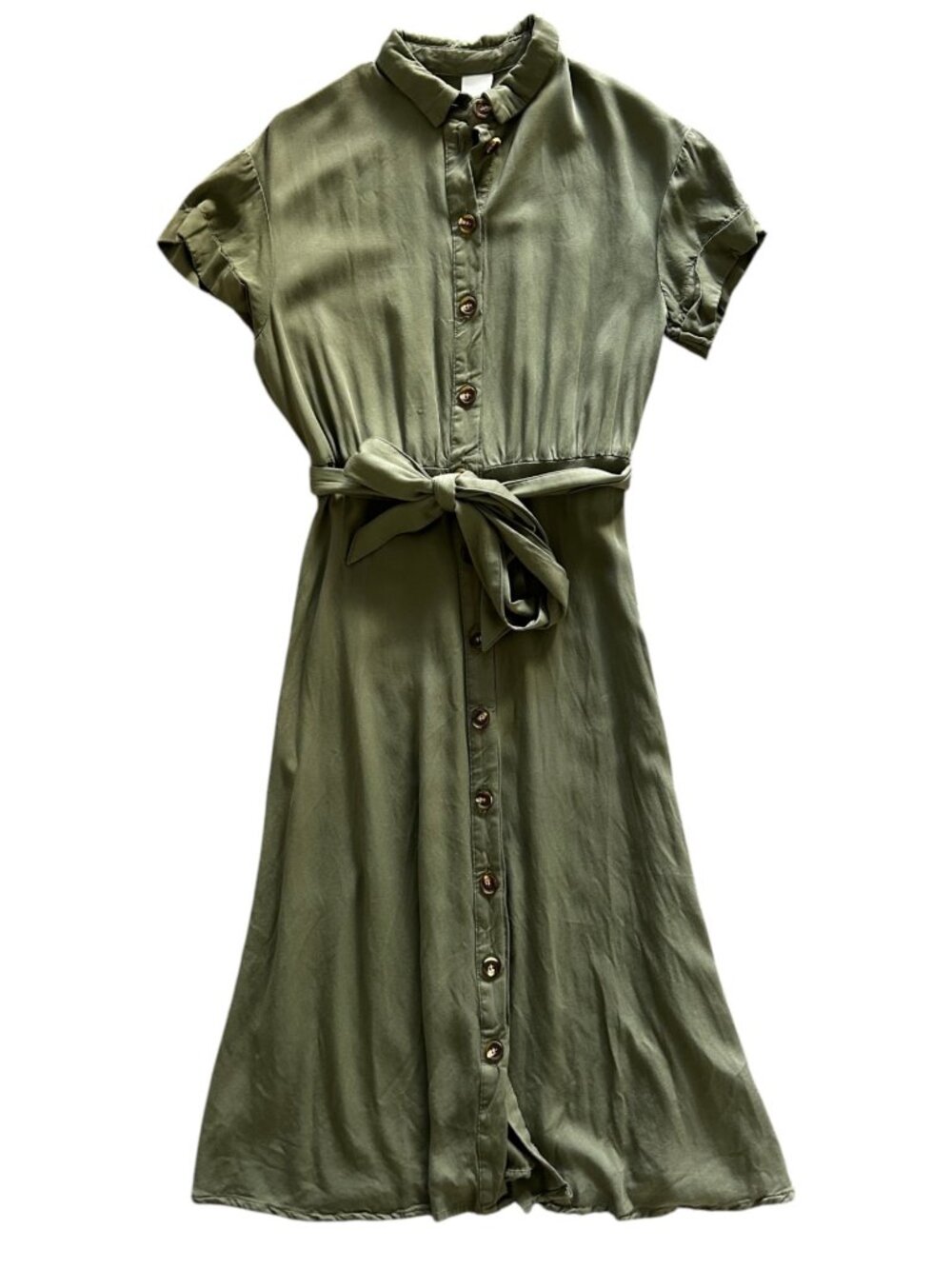 H&M 100% Viscose Shirt Dress — Olive
